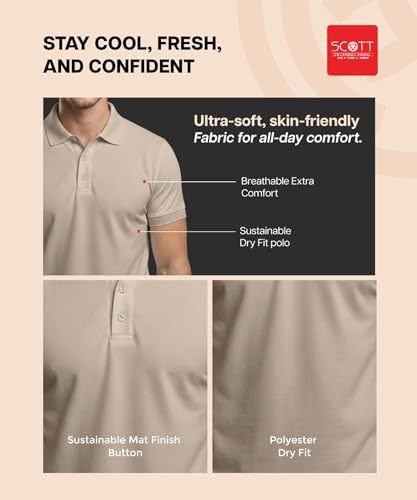 Image of Scott International T Shirt for Men | Polo T-Shirt for Man | Plain Casual Stylish | Half Sleeve | Mens Polyester Dry Fit Collar Polo Tshirts for Men, Quick Drying & Breathable Fabric, Gym Wear Tees