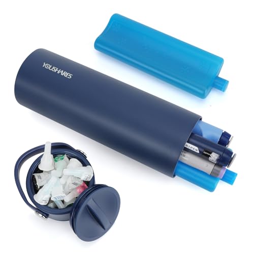 YOUSHARES 24H Insulin Cooler Travel Case Insulin Pen Cooler Bottle, 1-5 Pens Refrigerated Medicine Travel Case with TSA Approved Ice Pack, Portable Diabetes Travel Case for Long Trip and Daily