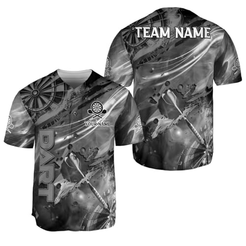 Custom Darts Button Up Baseball Jersey, Personalized Darts Jerseys for Men, Dartboard Men Shirts, Short-Sleeve Darts Jerseys miniatura 6