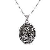 NIGHTCRUZ Jesus Shepherd Necklace, Oval Religious Medal Medallion Stainless Steel for Men Women