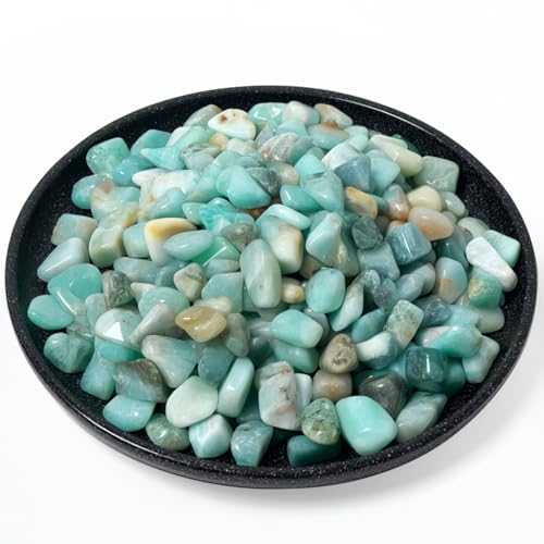 Image of Polished Amazonite Crystal Chips 200 Pcs - 0.3 inch 10 oz Tumbled Stone Chips Crushed Sea Glass Stones Healing Reiki Crystal Jewelry Making Home Decoration