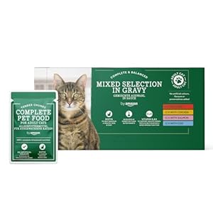 by Amazon Alleinfuttermittel für ausgewachsene Katzen, Gemischte Auswahl in Sauce, 4.8kg (48 Packungen mit 100g)