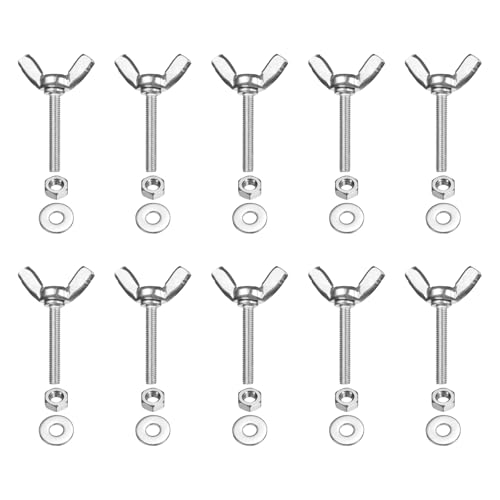 PATIKIL M3-0.5 x 20 mm Wing Butterfly Screw, 10 Pcs 304 Stainless Steel Wing Nuts and Bolts Machine Fastener Thumb Hand Screws for Electronic Equipment DIY Tools, Silver