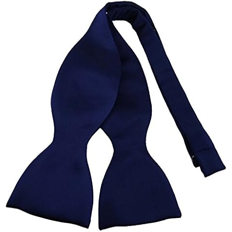 TigerTie Selbstbinder Seidenfliege in dunkelblau marine einfarbig Uni, Spitzenqualität, Querbinder 100% Seide + Aufbewahrungsbox Cover