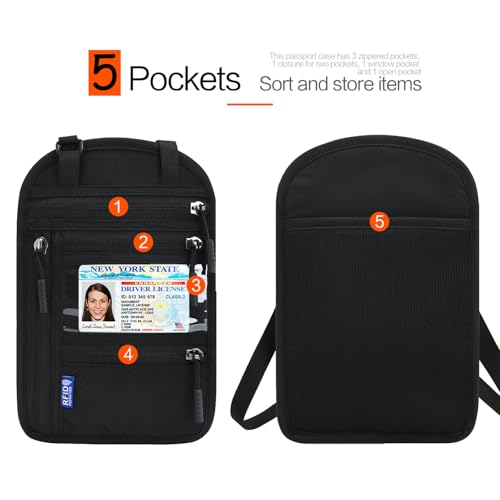 Image of Neck Wallet Lightweight RFID Blocking Waterproof Travel Pouch Passport Wallets for Women Men