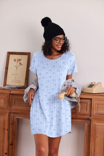 Image of Ekouaer 3 Pack Nightgowns for Women Short Sleeve Sleepshirt Night Shirts
