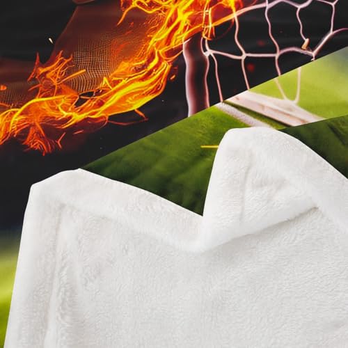 Homemissing Boys Soccer Fleece Throw Blanket Single 50x60Inch For Sofa Bed Couch Kids Teens Football Gaming Plush Blanket Soccer Ball Game Room Decor - Image 4