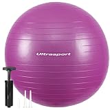 Ultrasport Fitnessbal 45 cm voor Pilates, Yoga, Zwangerschap, Bevalling, Fysiotherapie en Gym, Tot 300 kg, Antislip, Anti-Burst Technologie incl. Pomp – rood