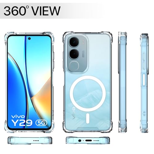 Image of Pikkme Back Cover for Vivo Y29 5G / Vivo Y19s 5G Mag-Safe Shockproof PC + TPU | Protective Case Magnetic Support | Bumper Case (Transparent Mag-Safe)
