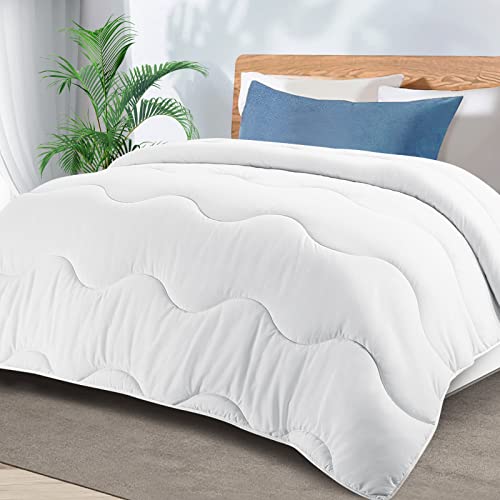 MEELUS All Season Comforter Lightweight White, Soft Breathable