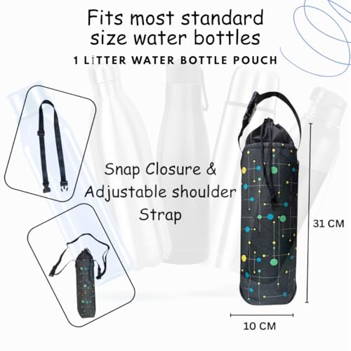 Image of 1 Litter Neoprene Water Bottle Carrier Bag with Adjustable Shoulder Strap,Insulated Water Bottle Cover for Stainless Steel /Glass /Plastic Bottles (Green)