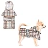 KOOLTAIL Dog Raincoat Hooded Slicker Poncho with Leash Hole Dog Raincoat for Small Medium Dogs Waterproof Dog Rain Jacket with Reflective Strip Adjustable Breathable Plaid Puppy Rainwear Beige