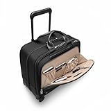 Briggs & Riley Large Spinner Briefcase - Carry On Luggage for Travel, Suitcase with Wheels, Softside Rolling Bag for Men & Women, Fits up to 17' Laptops, Interlocking Handle - @work Collection, Black
