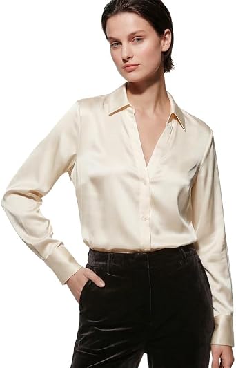 URBAN REVIVO Women's Long Sleeve Solid Shirt Perfect for Work and Dates