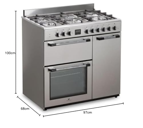 Cuisinière piano gaz 3 fours électriques CONTINENTAL EDISON CECP903FIX 5 feux Inox Largeur 90 cm - vue 9