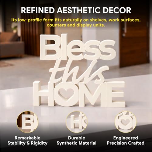 Image of Mad Masters Bless This Home Vastu Desk Decor - Aesthetic Table, Shelf & Wall Showpiece for Home Office, Business. Blessing & Friendly Gifting, Soft Ivory (20.3 x 16 x 2.5 cm)