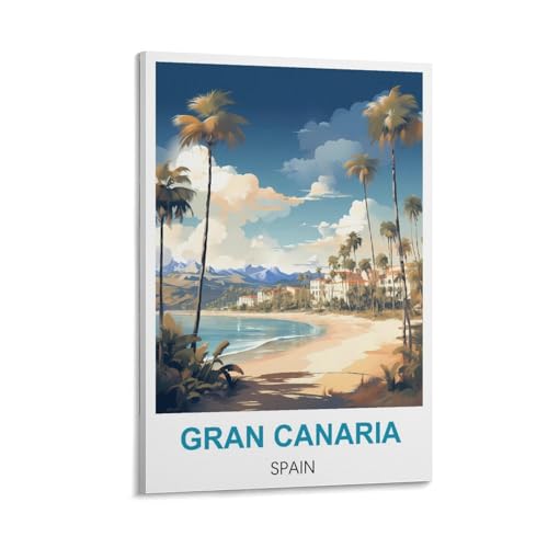 XLLYXYGJQ Vintage-Reiseposter Gran Canaria, Spanien, 20 x 30 cm, Leinwand-Kunstdruck, Kunstwerk, Gemälde, Bild für Heimdekoration, Wohnzimmer, Büro, Schlafzimmer