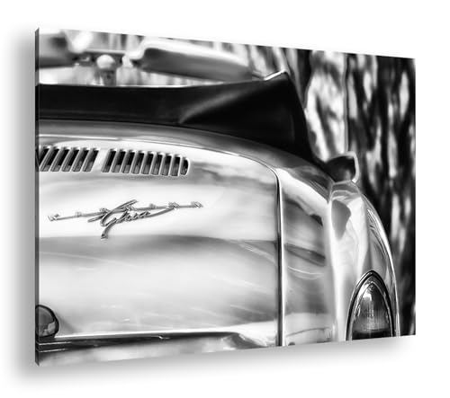Effet noir blanc voiture dorée 90x60 cm avec cadre deyoli impression premium