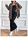 MakeMeChic Women's Maternity Clothes 2 Piece Summer Outfit Cheetah Print Button Down Shirt and Tank Maxi Dress Sets Black and Brown X-Large