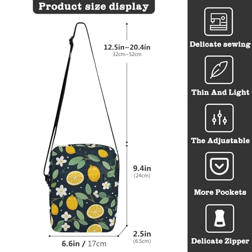 Crossbody Bag Lemon Flower Summer Messenger Bag for Women Men Purse Shoulder Bag Satchel Bag with Adjustable Strap 214A94213