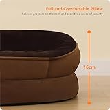 HMTOPE Orthopädisches Hundebett, Hundesofa, Vierseitiges Nackenrolle Kissen, rutschfeste Unterseite Hundekorb, Abnehmbar und Waschbar, Mittelgroße Hunde, Grosse Hunde, 106 x 79 x 17 cm, Braun