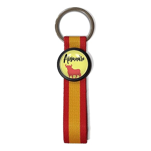 LolaPix Llavero España Personalizado con nombre. Llavero textil con bandera. Regalo personalizado. España. Varios Diseños. TORO