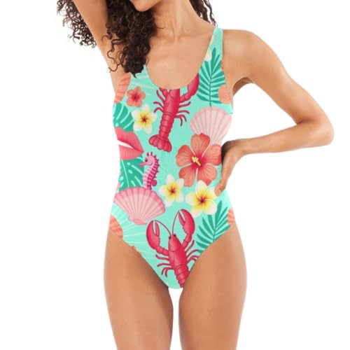 Maillot de bain femme ocean motif floral homard pour les vacances de l'ete