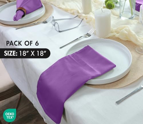 Image of Ruvanti Cloth Napkins Set of 6, Cotton Enrich 18 inchx18 inch - Purple