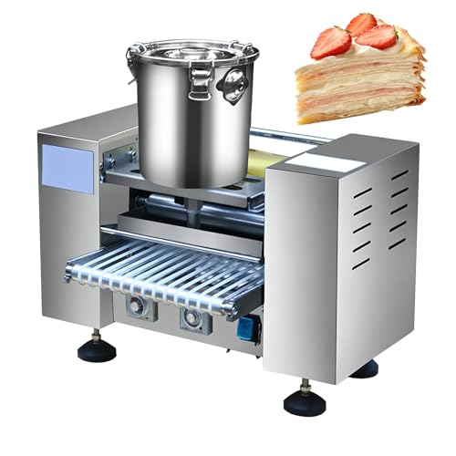 Máquina for hacer pieles de pasteles de mil capas, máquina for hacer crepes totalmente automática con panel de control, ajuste de velocidad, cuerpo de acero inoxidable engrosado, fácil de limpiar(8in)