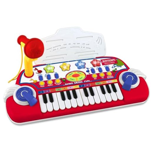 Bontempi | MiniKeyFun: Juguete de 24 Teclas con micrófono y Atril para pequeños músicos