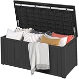 DWVO Gartenbox|870 Liter 143x80.5x79cm|Auflagenbox Aufbewahrungsbox Garten Kissenbox Outdoor Gartentruhe |Wasserdicht Gasdruckfeder|Für Sitzauflagen Gartengeräte & Kinderspielzeug|Schwarz