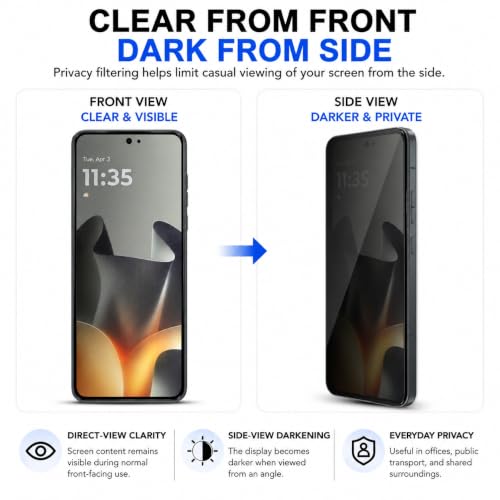 Image of FIRST MART Privacy Tempered Glass for Motorola Edge 70 Max | Anti-Spy Screen Protector, Edge-to-Edge 9H Scratch Protection, Case-Friendly, Bubble-Free | Pack of 1