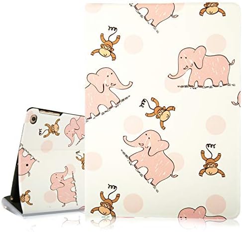 Hepix Cute Elephant iPad Case 9.7" Funny Monkey iPad 6th Generation Case, Lightweight Protective iPad Air Cover PU Leather Multi-Angle Auto Sleep Wake