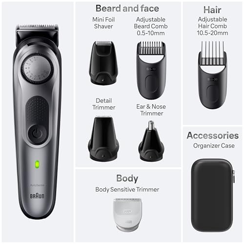 Braun All-in-One Style Kit Series 7 7410, 8-in-1 Trimmer for Men with Beard Trimmer, Body Trimmer for Manscaping, Hair Clippers & More, Sharpest Blade, 40 Length Settings, Waterproof - image 8