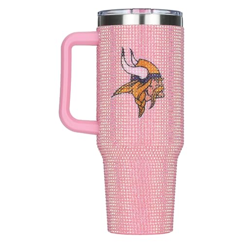 Image of The Memory Company Officially Licensed 40oz Pink Bling Game Day Tumbler, Minnesota Vikings