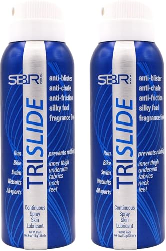 TRISLIDE Anti-Chafe Continuous Spray Skin Lubricant Body Friction Protection | Prevents Blistering and Chafing | Providng Long-Lasting Comfort and Protection | Pack of 2