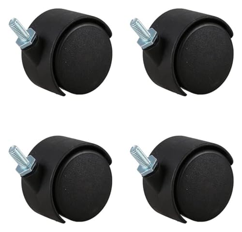 Ruote con stelo Ruote girevoli Confezione da 4 sedie da ufficio, stelo filettato da 6 mm Rotella girevole doppia da 1,5 pollici in plastica nera for ruote del carrello Magazzini