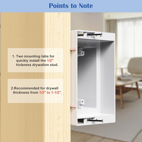 Image of Recessed Outlet /Electrical Box Single Gang, Recessed Outlet Box for Wall Mount TV, Antenna, Phone and Cable TV, Suitable for GFCI & Standard, for Old or New Construction(2 Pack)