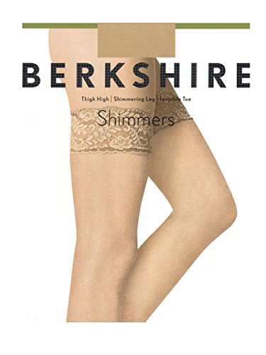 Berkshire Women's Plus-Size Shimmers Ultra Sheer Lace Top Thigh High Stockings 1340