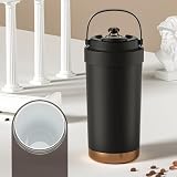 【SNSで話題沸騰】タンブラー セラミックタンブラー500ml/750ml大容量 真空断熱 保温・保冷 ストロー付き二重構造 保温携帯コーヒーカップ 水筒 持ち運び おしゃれ 溢れにくい 大容量魔法瓶 蓋付き 3Way 直飲み お手入れ簡単 オフィス アウトドア キャンプ 車内用 (ブラック, 500ml)