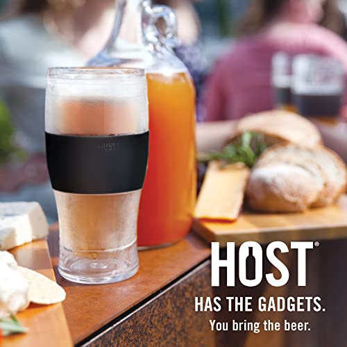 Host Freeze Beer Glasses, 16 Ounce Freezer Gel Chiller Double Wall Plastic Frozen Pint Glass, Set Of 2, Black #TOP4