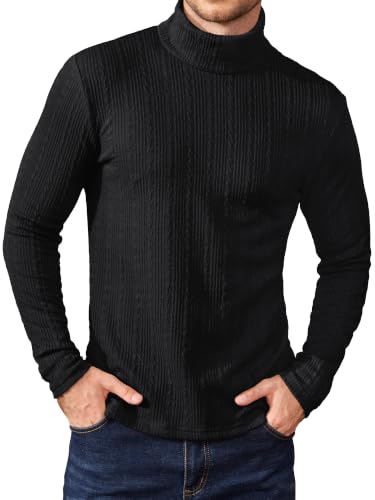 JEMLDL - JEMLDL Mens Turtleneck Pullover Slim Fit Top Lightweight T-Shirts Black XL - Best Deal on Amazon