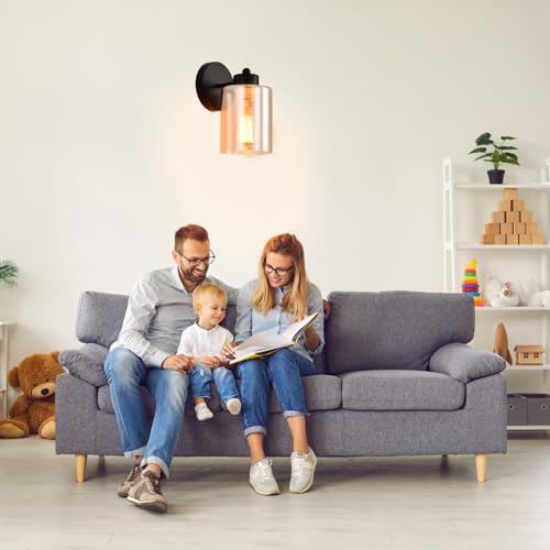 Image of Metal Sconces Wall Lighting with Clear Glass Shade,Bathroom Black Vanity Light Matte Black Wall Sconce, Matte Black Vanity Lights for Bathroom, Modern Wall Light Fixtures
