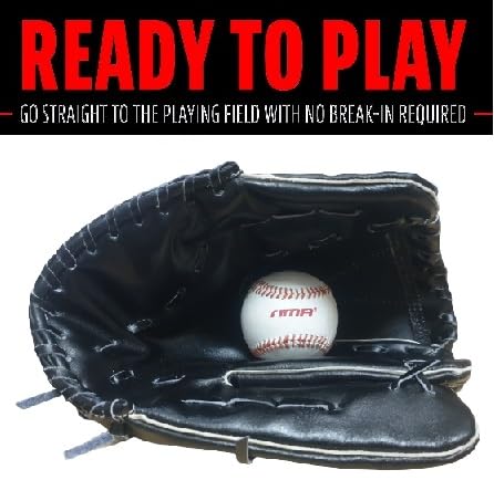 Tima Baseball + Softball Gloves - Field Master Adult + Youth Baseball + Softball Gloves Left Hand Gloves - Infield + Outfield Mitts (Black) 3