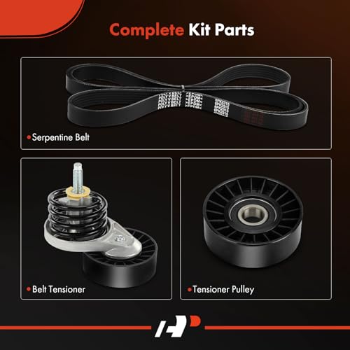 A-Premium Engine Serpentine Belt Drive Kit with Tensioner & Idler Pulley Compatible with Ford F-150 F150, F-250 F250, F-350 F350, Bronco, 1990 1991 1992, 5.0L by A-Premium - Image 3