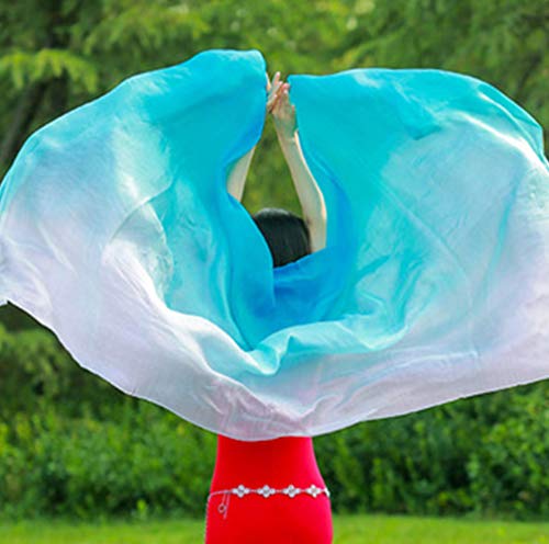 KIKIGOAL Women's 100% Silk Belly Dance Veils and Hand Scarves Gradual Colors 1.14x2.5m/98"x45"2