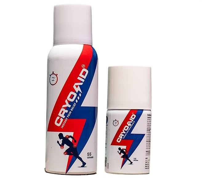 CRYO AID Instant Pain Relief Spray - 2 Pack (55g & 15g) - Targeted Topical Menthol Spray for Back Pain, Knee Pain, Sports Injury Relief