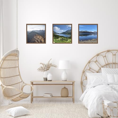 Image of JCJMY 8x8 Picture Frame Brown for Wall Hanging or Tabletop, Wall Mounting Horizontally or Vertically, 8 x 8 Square Wall Gallery Poster Photo Frame with Shatter Resistant Plexiglass, Brown