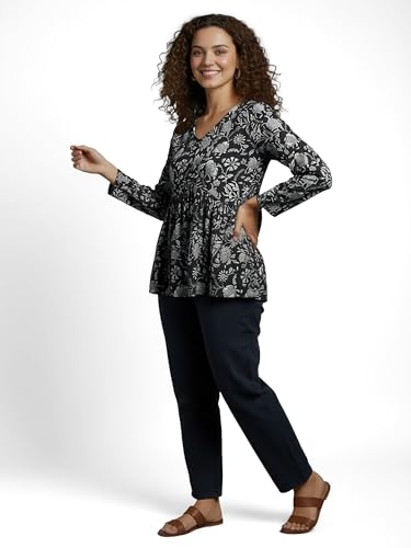 Image of Casual Rayon V-Neck Full Sleeves Stylish Peplum Top for Women(28 inch Inches)