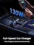 UGREEN 130W Chargeur de voiture USB C Chargeur rapide 100W USB C Câble) PD3.0 QC4.0 PPS Adaptateur de voiture de charge rapide compatible avec, MacBook, iPhone 17 16 15 14 Pro Max, Galaxy S25 S24 Ultra, iPad | PD QC 3.0 Chargeur d'allumeurs de cigarettes Compatibl